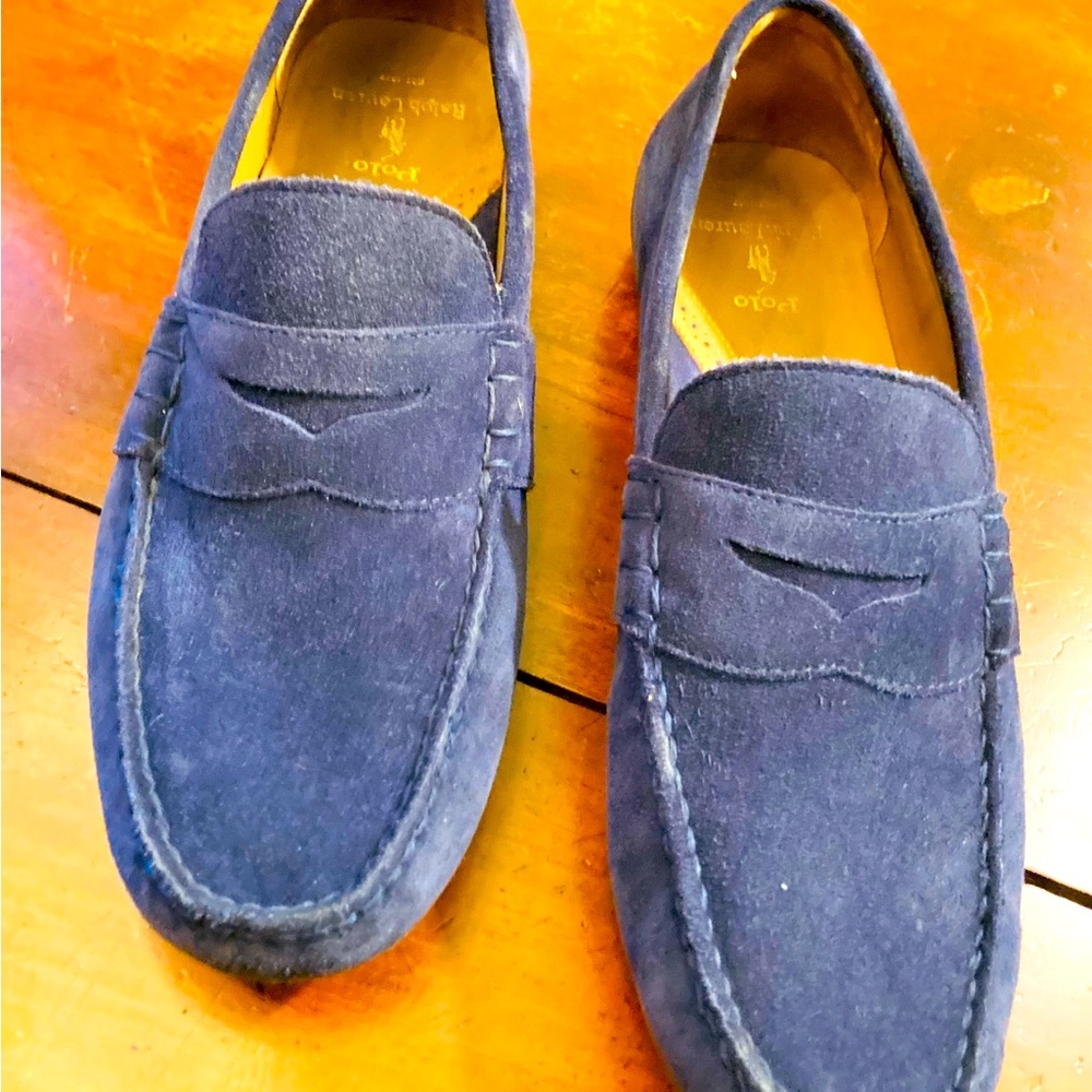 Polo Ralph Lauren Reynold Royal navy leather suede drivers leather fabric lining